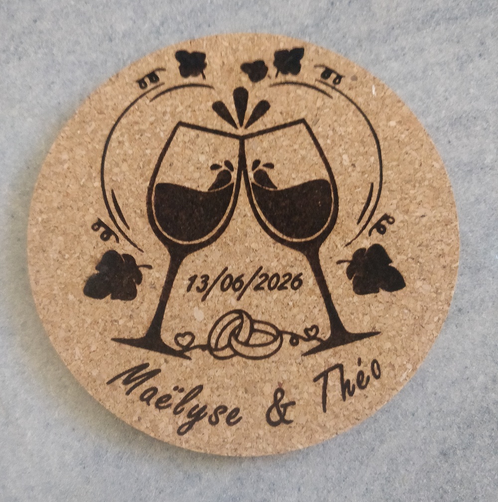 Lot de 6 dessous de verre en liège + support métal
