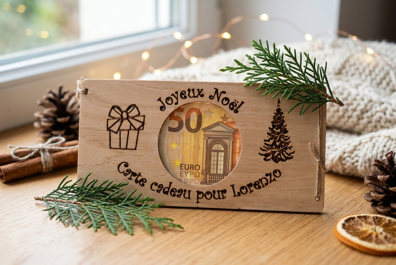 Carte cadeau personnalisée en bois